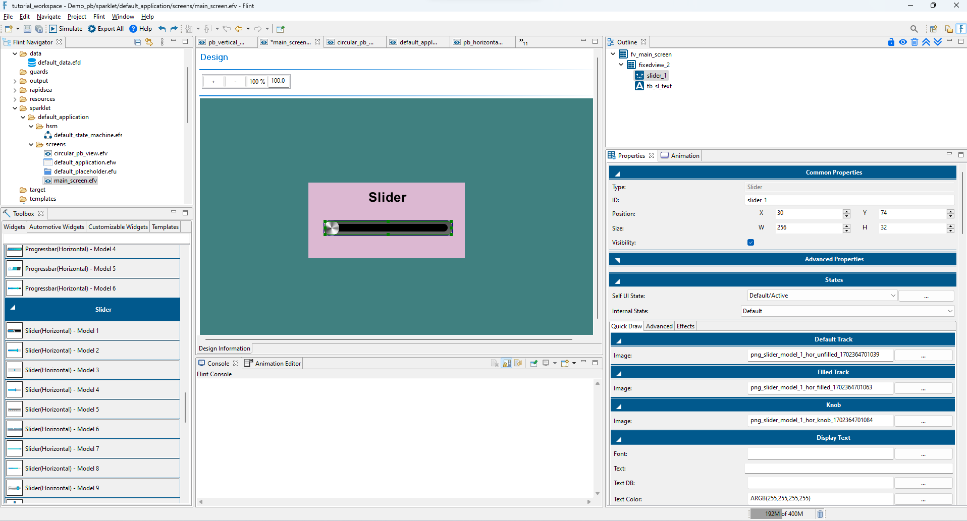 Slider Widget - Horizontal :width: 100%