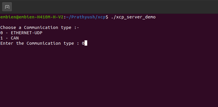 XCP communication type configuration